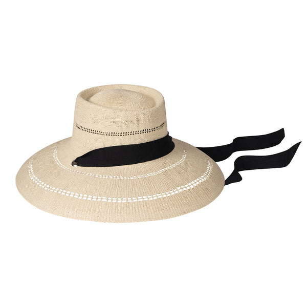 Paloma Sun Hat - Straw Boater Hat in Natural