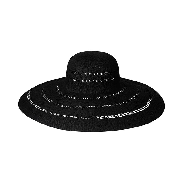 Riviera Ultrawide - Straw Boater Hat in Black