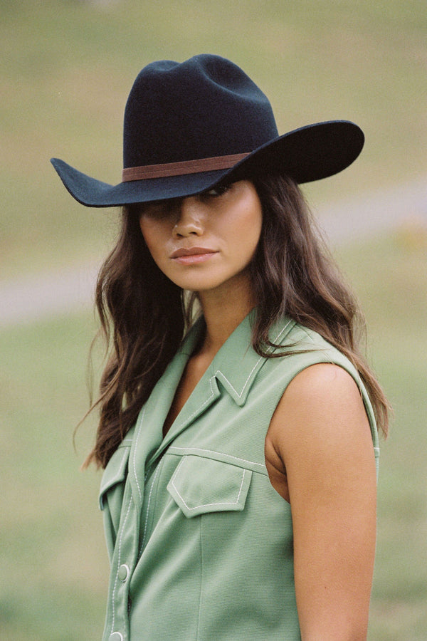 Wilder Cowboy - Wool Felt Cowboy Hat in Black