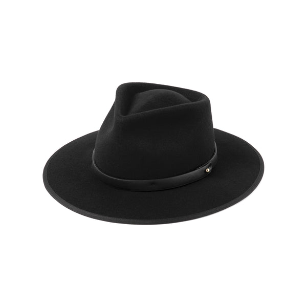 Mens Diego - Wool Felt Fedora Hat in Black