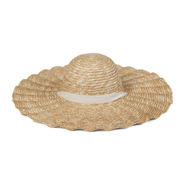 Womens Scalloped Dolce Hat - Straw Boater Hat in Natural