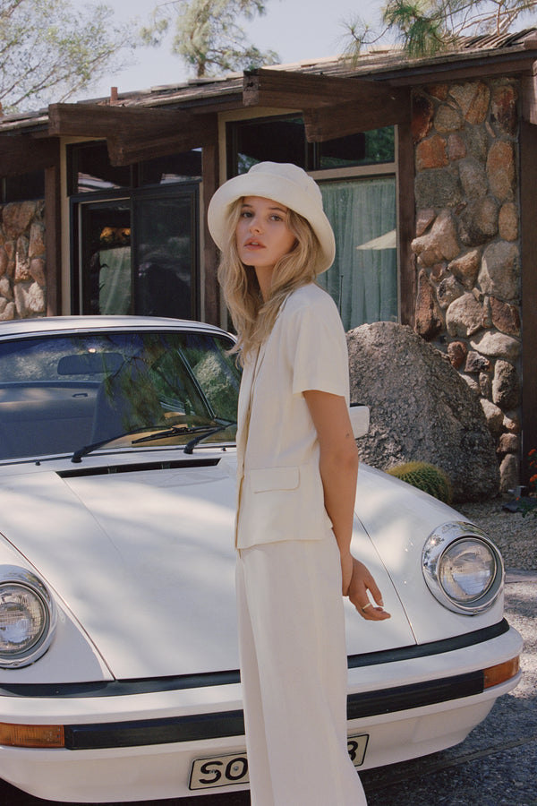 Wave Bucket Hat - Cotton Bucket Hat in Beige